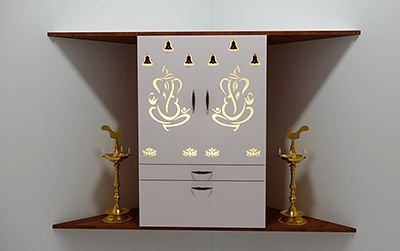 Minimal Pooja unit with Ganesh CNC design