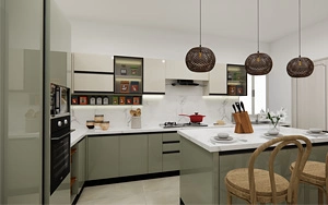 Island Kitchen design in Sage green