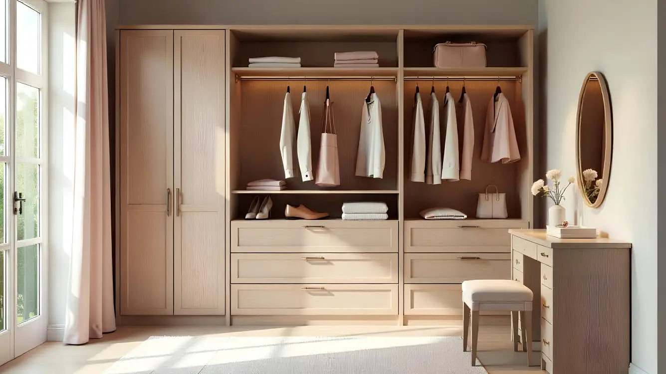 Open Wardrobe with an Elegant Dressing Table