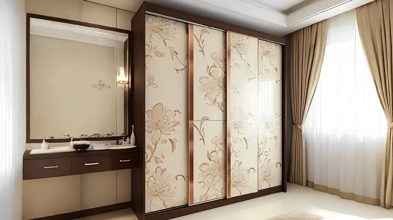 Patterned Wardrobe with a Chic Dressing Table