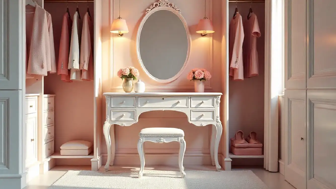 Vintage-Inspired Wardrobe with an Antique Dressing Table